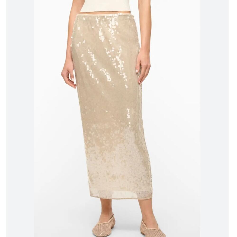 NWT Cream Sequin Straight Midi, Maxi Skirt Fully Lined Missguided Size M/L